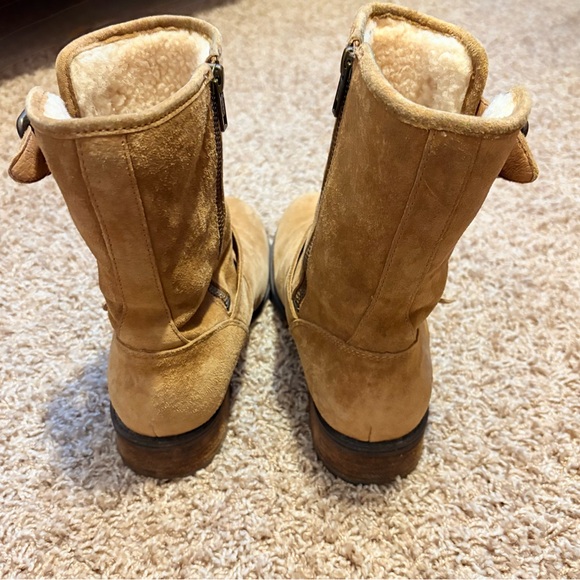 UGG Tan Shearling Boots with Buckle - Picture 2 of 6
